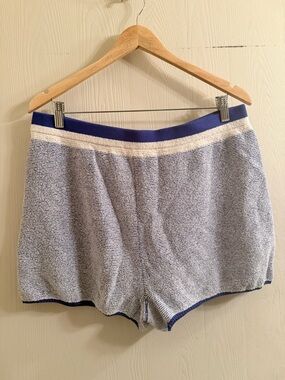 Anthropologie Blue and Cream Knit Lounge Shorts